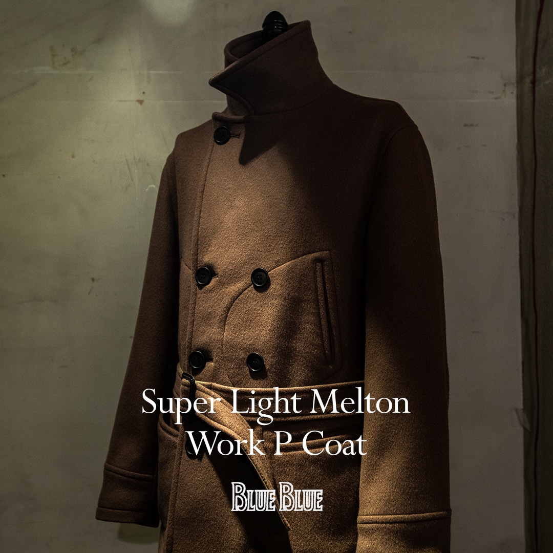 BLUE BLUE SUPER LIGHT MELTON WORK P COAT